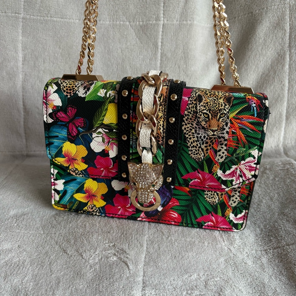 ALDO Baro Crossbody Gold  Leopard Rhinestone Head Bling